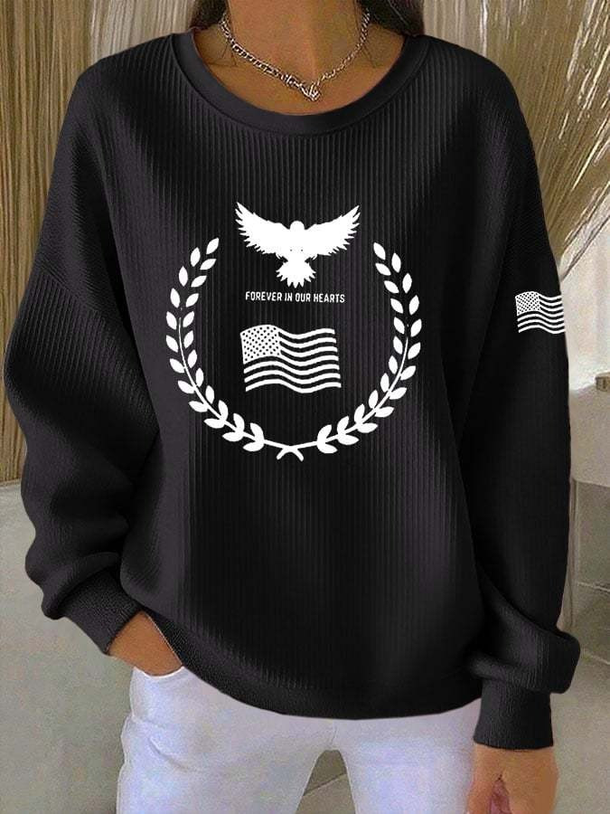 Eagle Forever In Our Hearts Sweatshirt USA Flag Memorial Tribute Presents