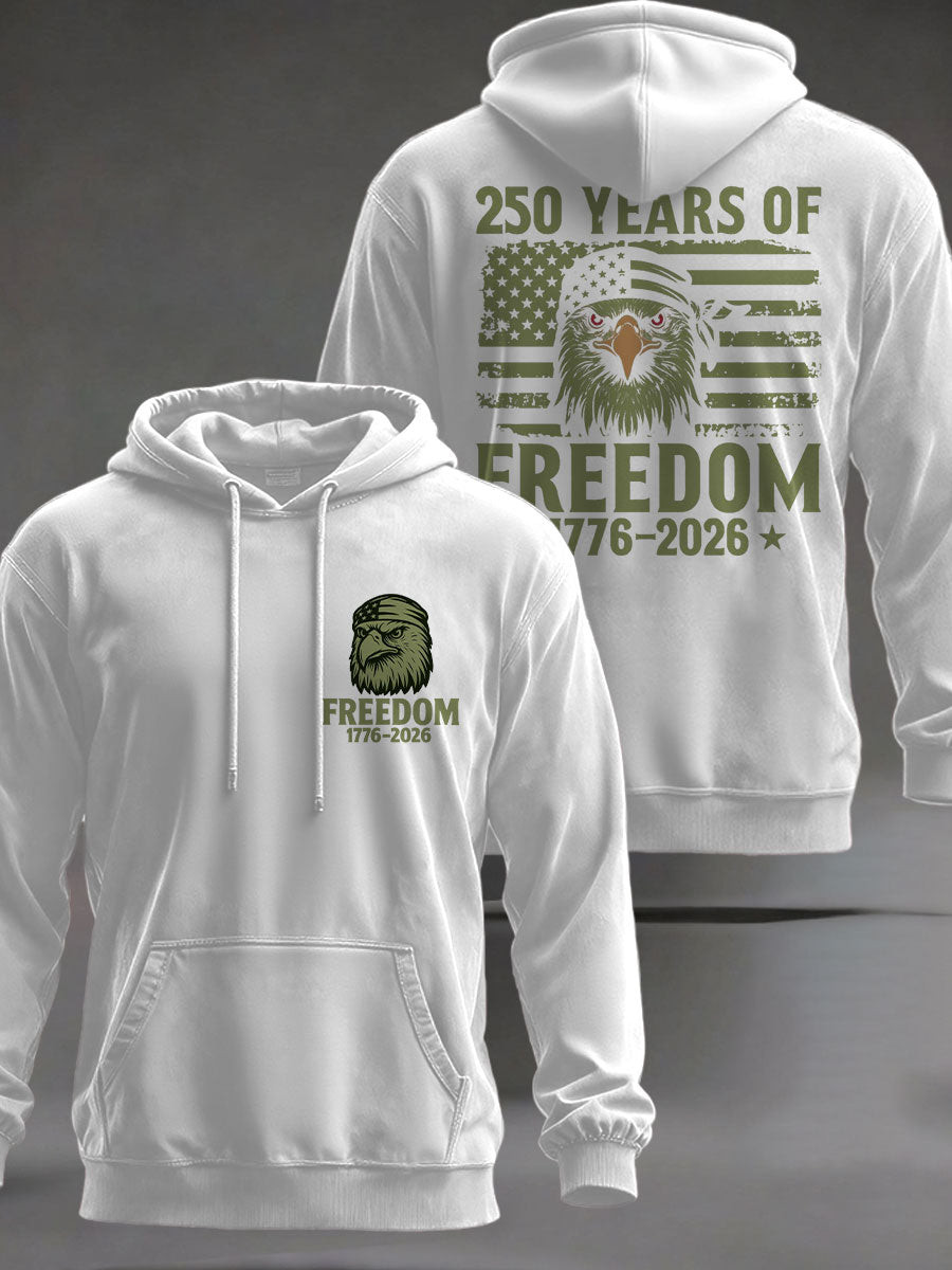 Eagle Freedom 1776 2026 Veteran Hoodie Military Style Black Pullover Gifts For Patriotic