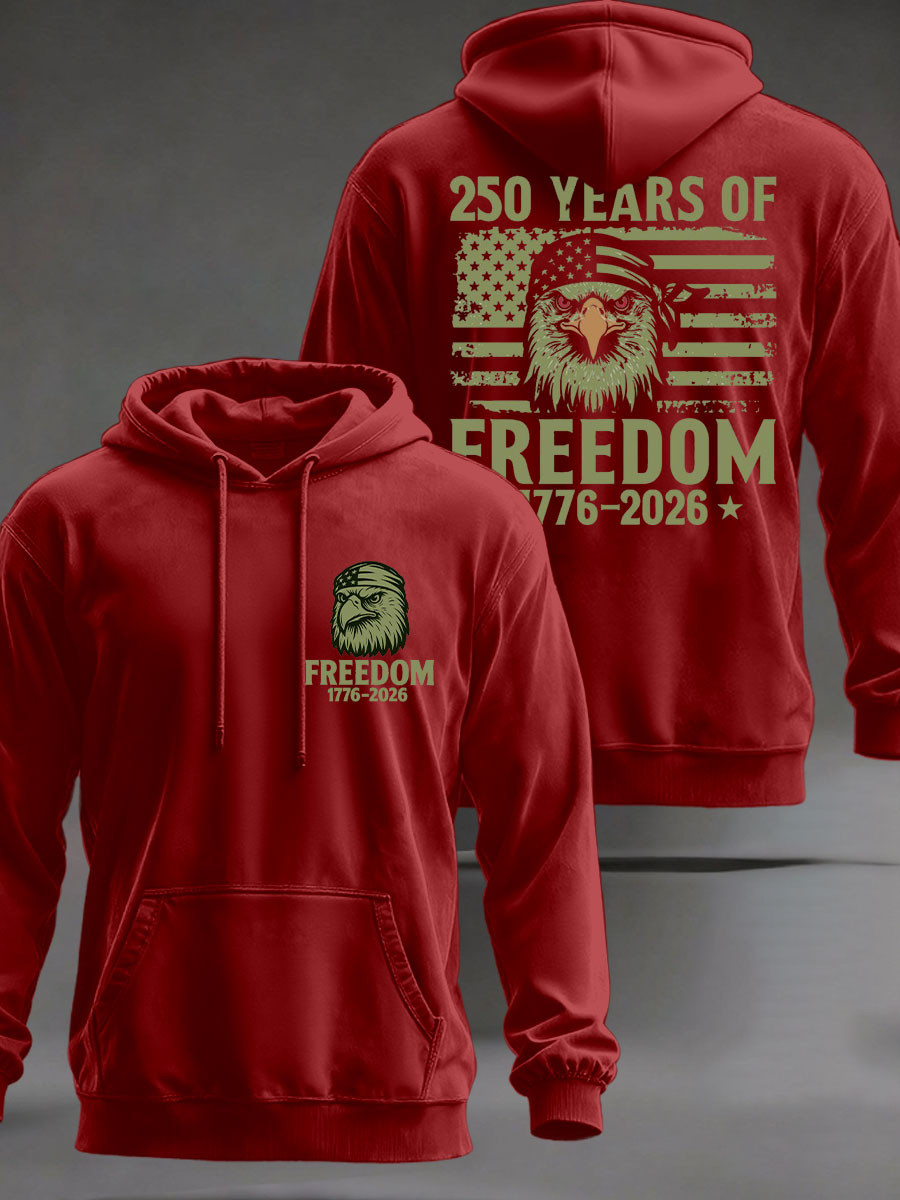 Eagle Freedom 1776 2026 Veteran Hoodie Military Style Black Pullover Gifts For Patriotic