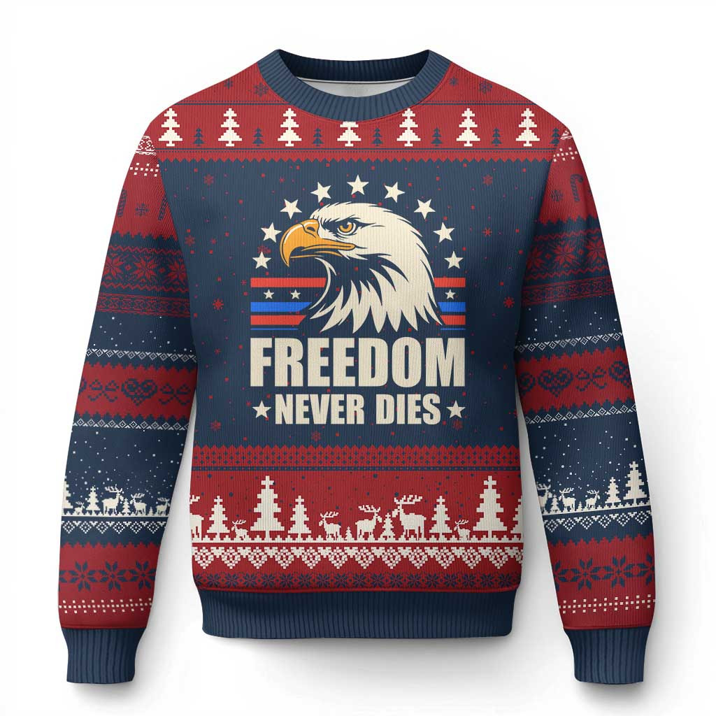 Eagle Freedom Never Dies Ugly Christmas Sweater Xmas Patriotic Eagle Sweater American Gifts