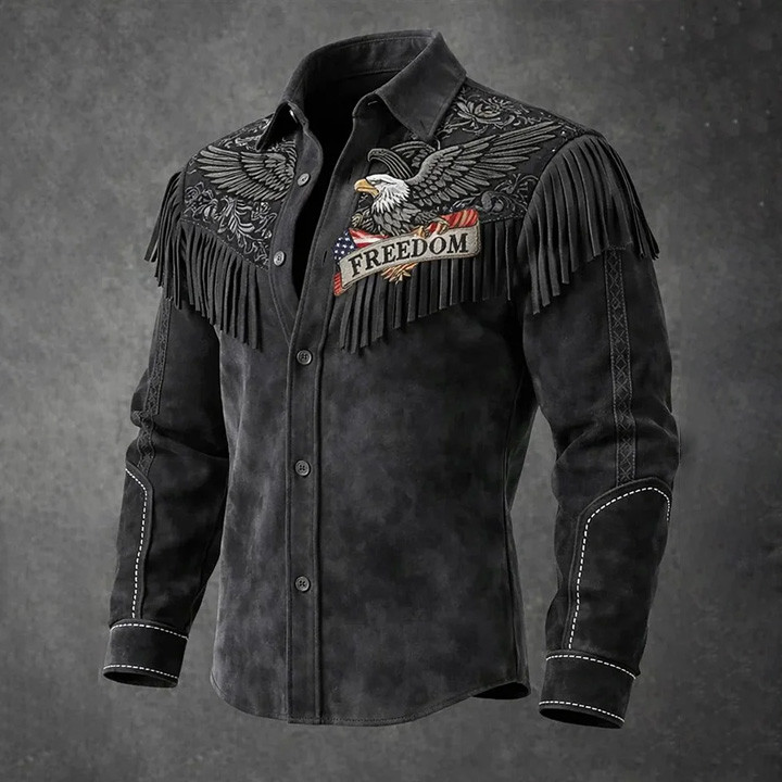 Eagle Freedom USA 250 Years Strong Button Up Long Sleeve Shirt Independence Day Clothing Patriotic Present