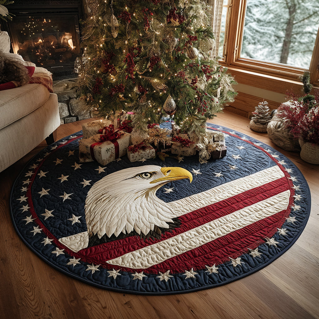 Eagle Glory Christmas Quilted Tree Skirt American Flag Pattern Christmas Gifts For American