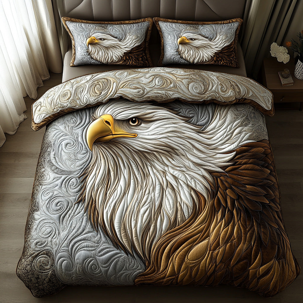 Eagle Glory Quilted Bedding Set Heartwarming Bedding Gift for Loved Ones