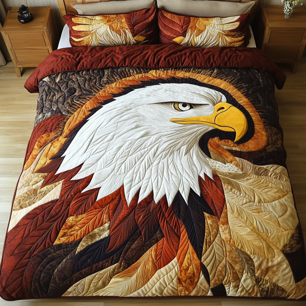 Eagle Glory Quilted Bedding Set Patriotic Bedroom Decor Christmas Bald Eagle Gift Ideas