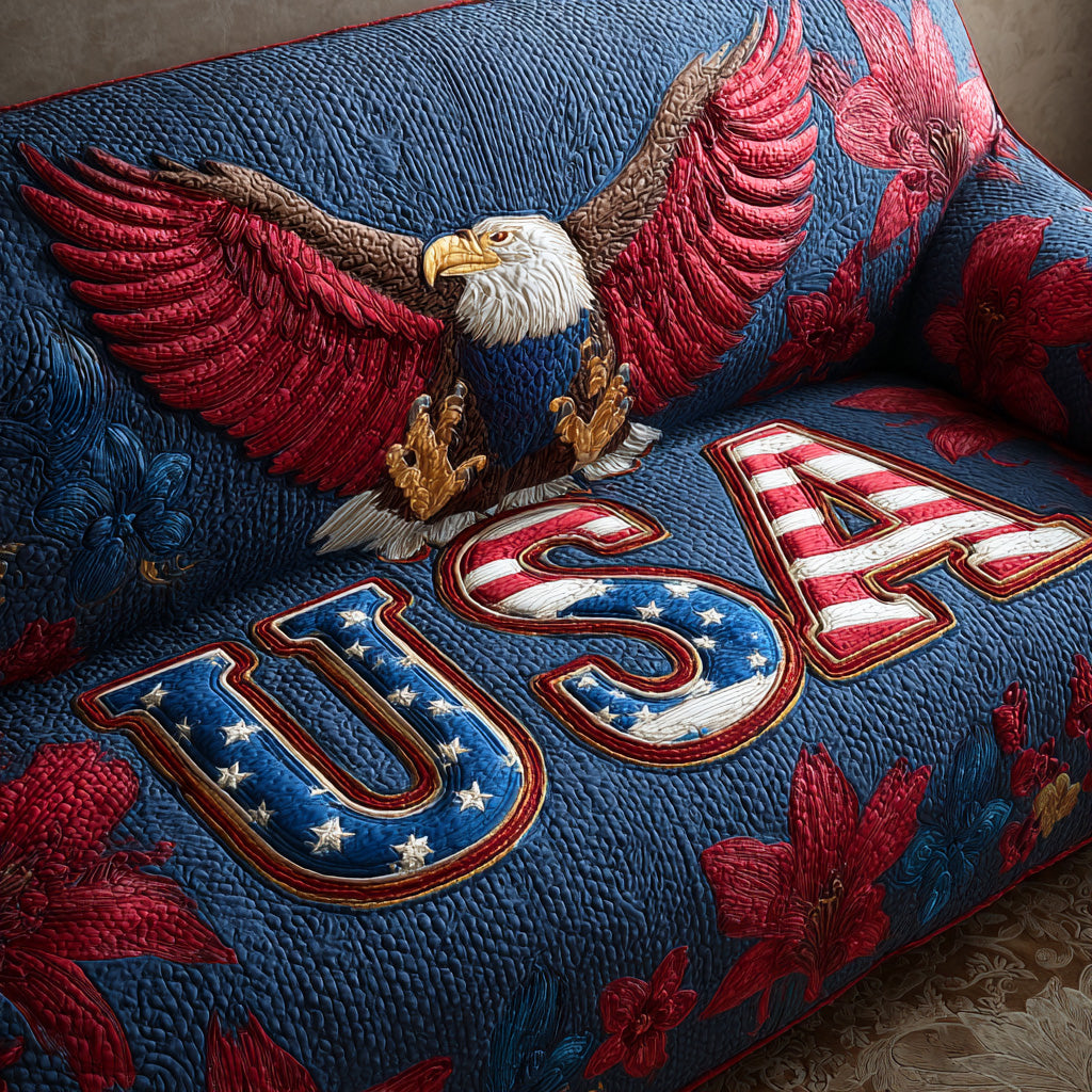 Eagle Glory Quilted Sofa Cover Seat Covers For Couches Patriotic Gift Ideas