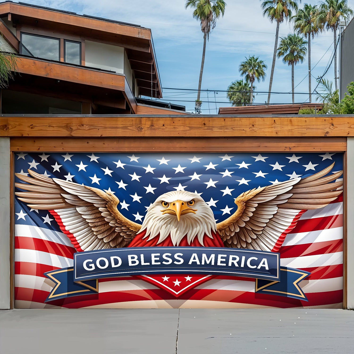 Eagle God Bless America Christmas Garage Door Banner Christmas Decorations For Garage
