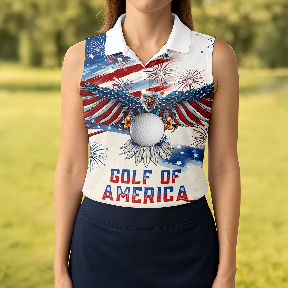 Eagle Golf Of America Sleeveless Polo Shirt Ladies Golf Shirts Presents For Golf Lovers