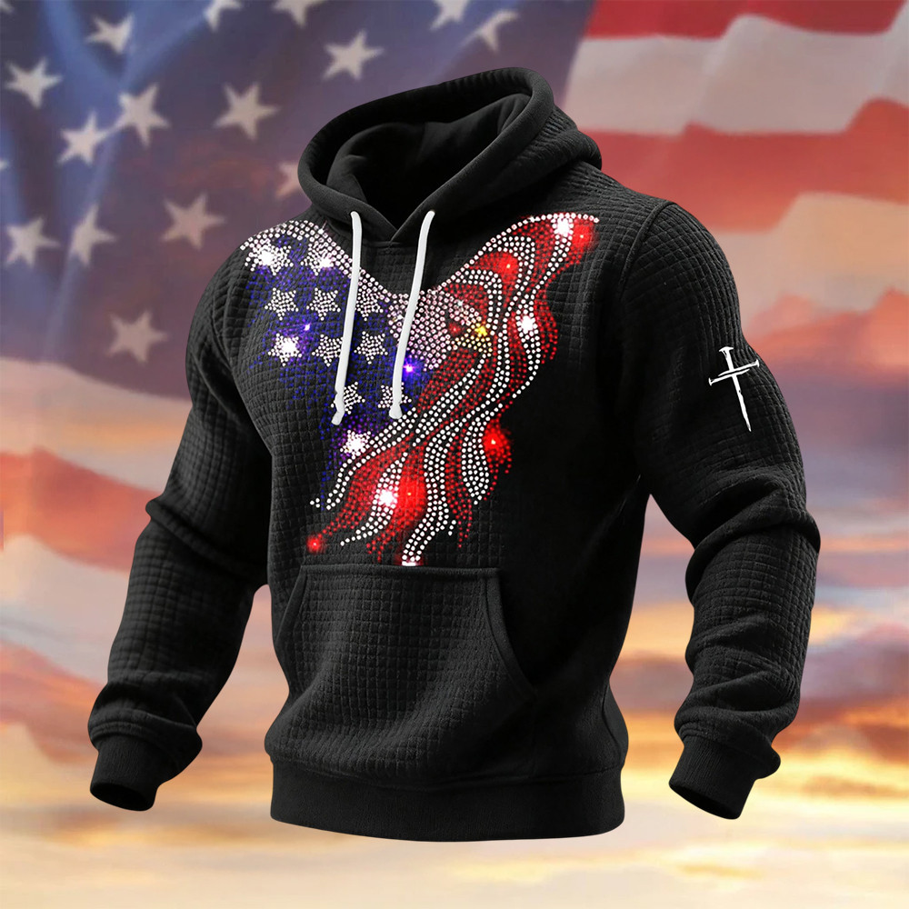 Eagle Graphic Patriotic Faith Hoodie Independence Day Hooded Sweatshirt 4Th Of July Gift