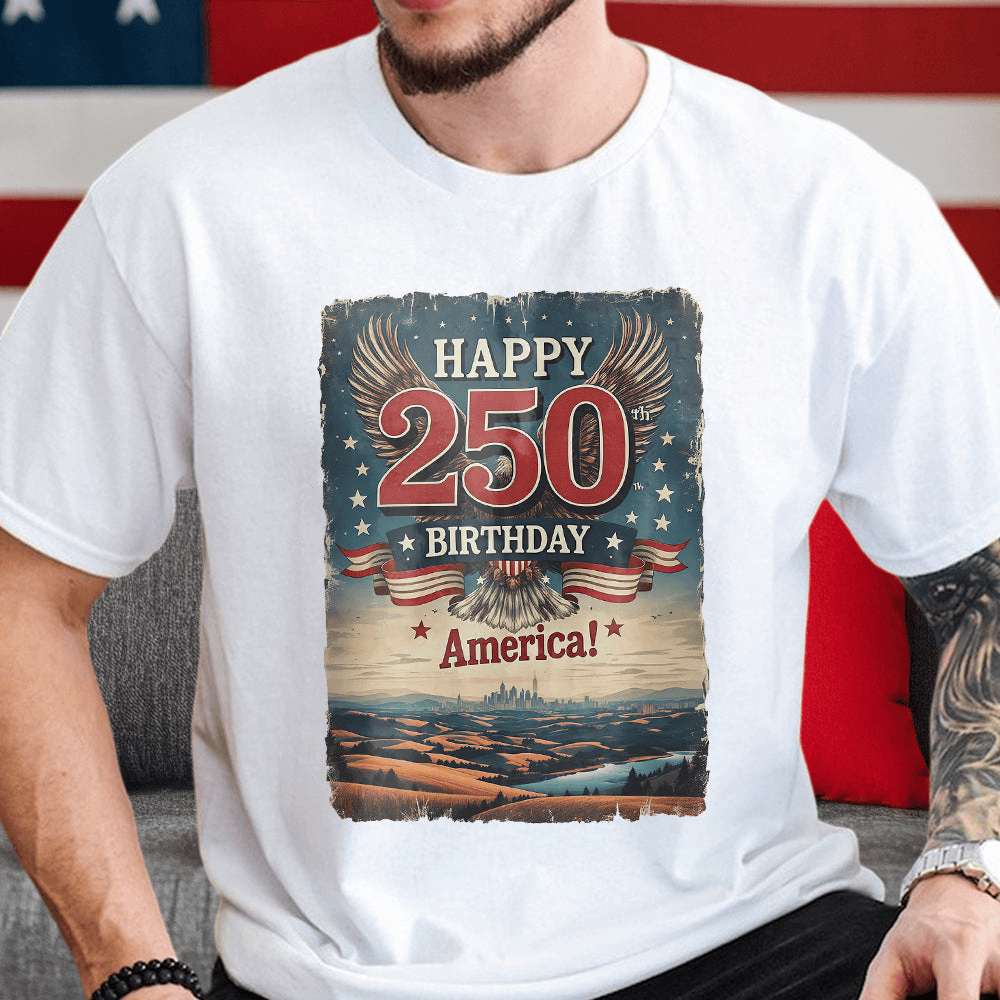 Eagle Happy 250 Birthday America T-Shirt July 4th Shirt America's Birthday Gifts