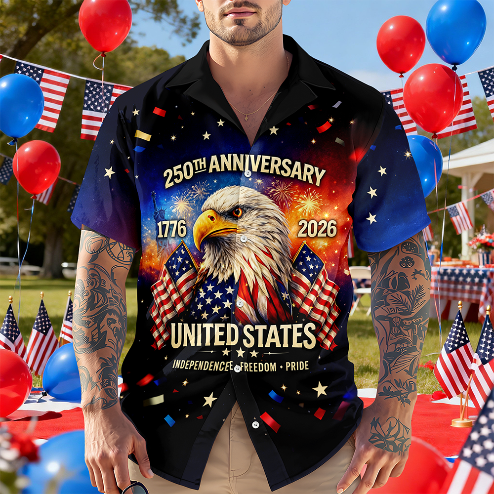 Eagle Happy USA 250th Anniversary Hawaiian Shirt July 4Th Clothes Gift For Patriots