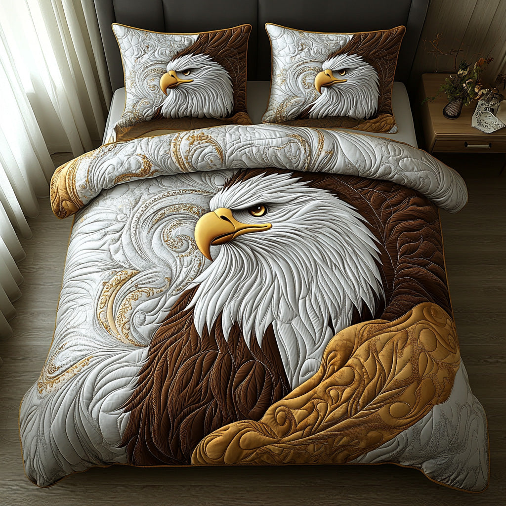 Eagle Heart Quilted Bedding Set Premium Duvet Cover Gift Set for Mom or Grandma