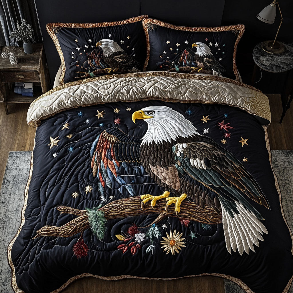 Eagle in Glory Quilted Bedding Set Best Comforter Sets Patriotic Eagle Items Gifts