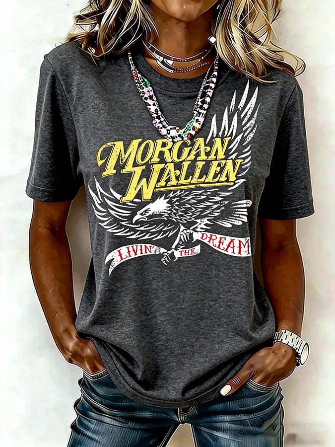 Eagle Morgan Wallen Tour 2026 Merch Living Your Dream T-Shirt Gifts For Women