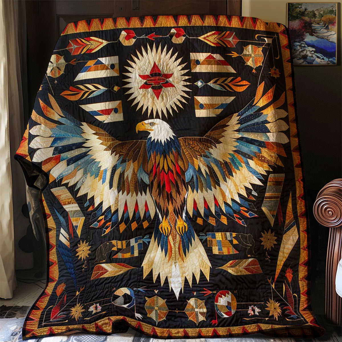 Eagle Native American Quilt Blanket Soft Throw Blanket Best Father's Day Gifts For Dad
