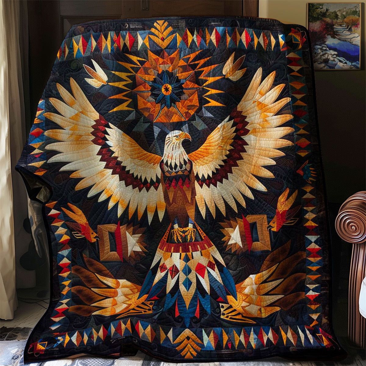 Eagle Native American Quilt Blanket Throws And Blankets Special Birthday Gifts For Dad