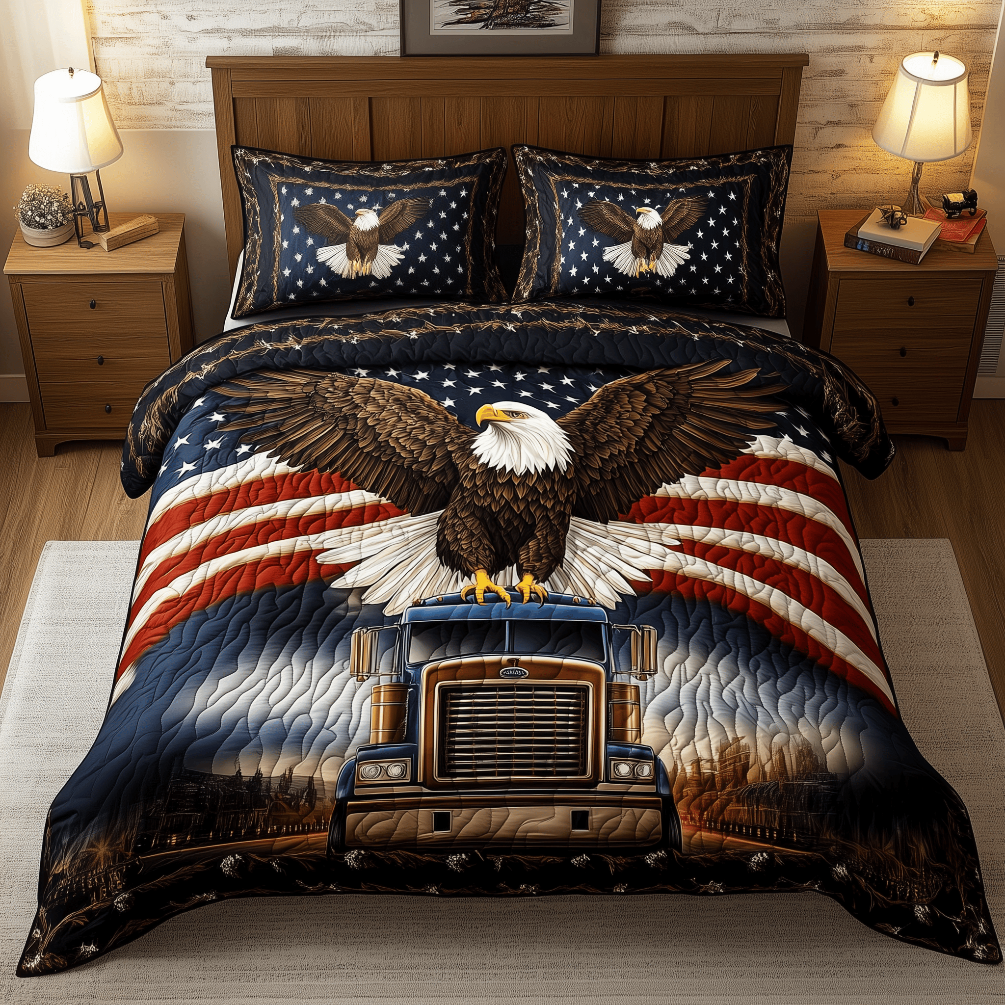 Eagle of Freedom Quilted Bedding Set Christmas Bedding Set Gift Experiences For Couples
