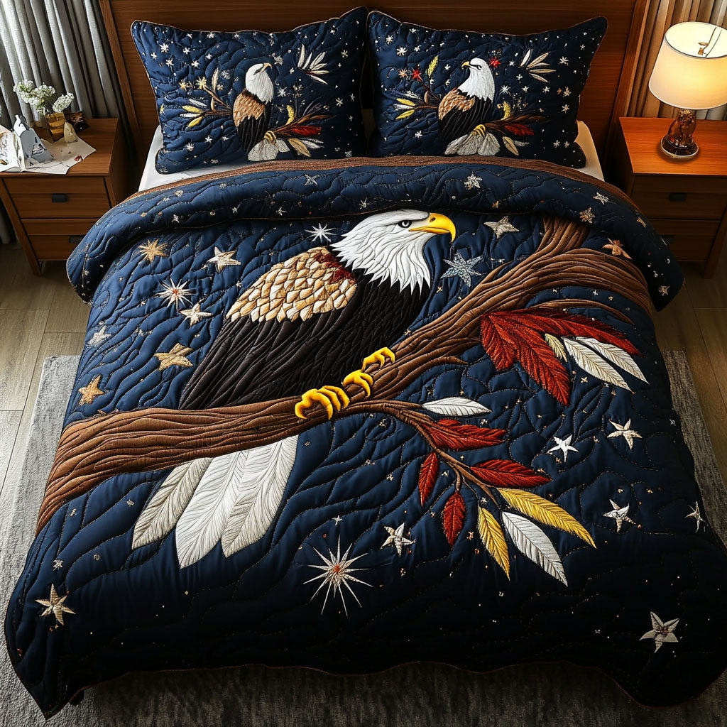 Eagle of Liberty Quilted Bedding Set Best Bedspread Set Patriotic Eagle Gifts For Adults