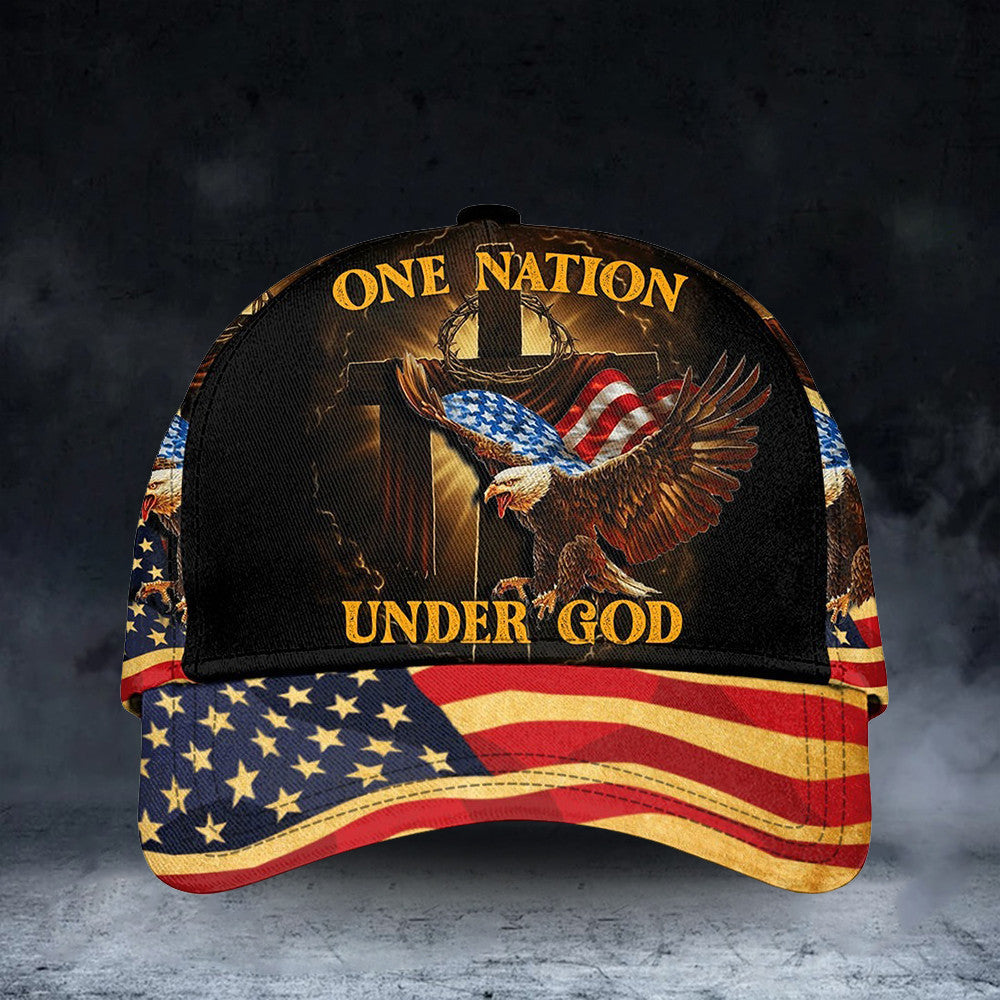 Eagle One Nation Under God Hat American Flag Christian Patriotic Cap Gifts For Men Eagle One Nation Under God Hat American Flag Christian Patriotic Cap Gifts For Men