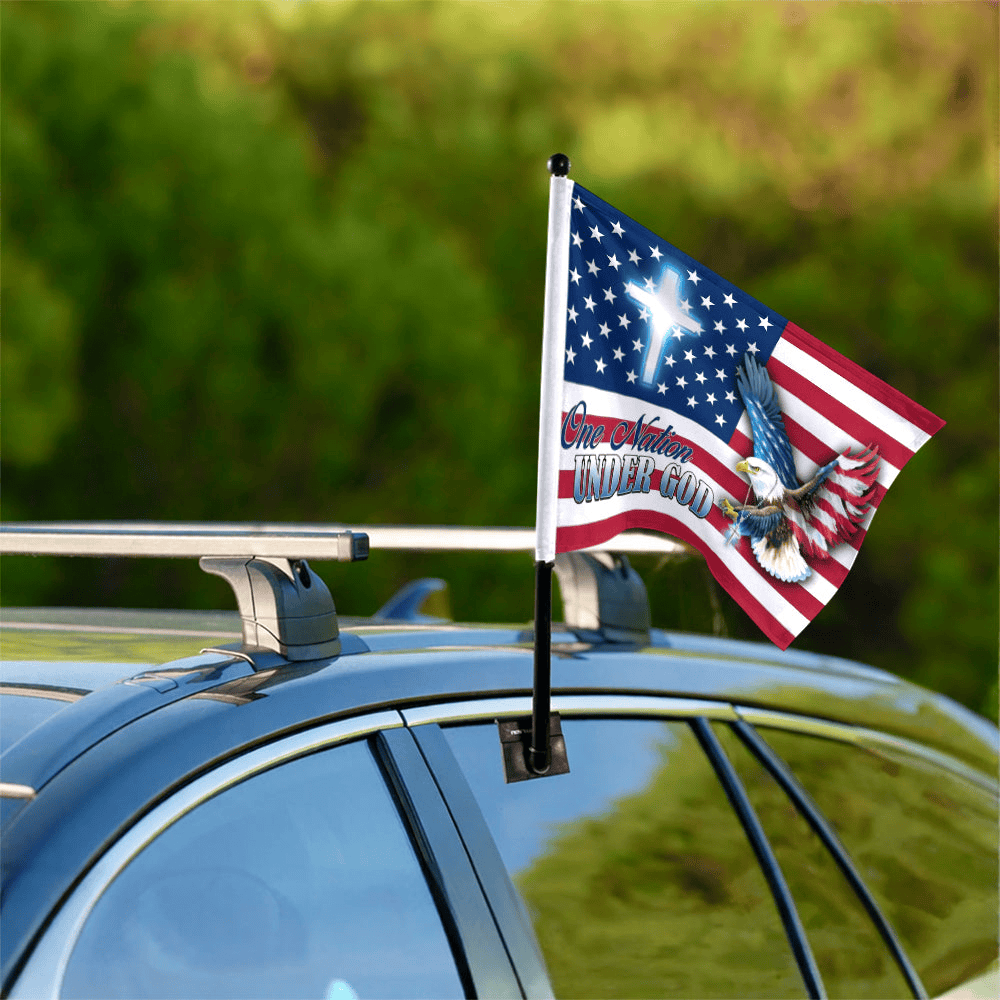 Eagle One Nation Under God Patriotic Car Flag America's Birthday Gift For Taxi Drivers