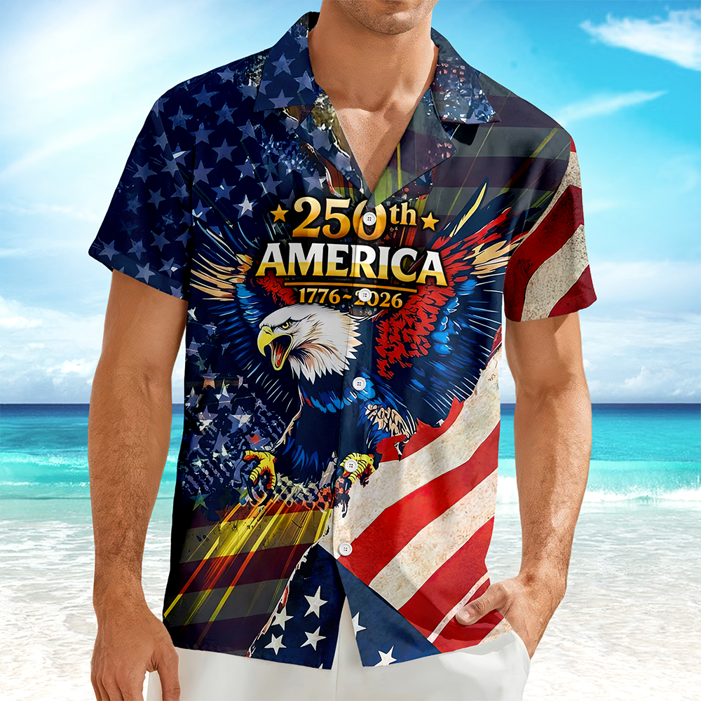 Eagle Patriotic 250th America 1776 2026 Eagle Hawaiian Shirt July 4Th Clothing Line