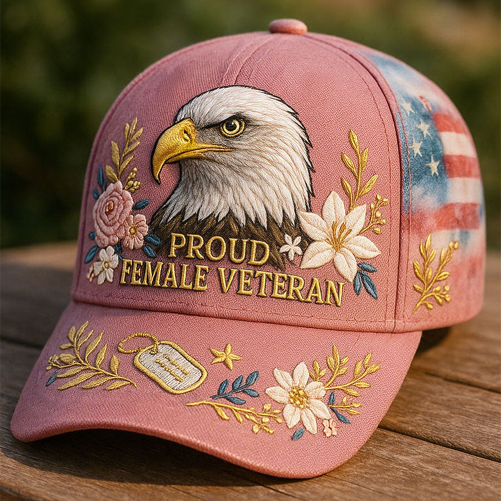 Eagle Proud Female Veteran Hat American Flag Baseball Cap Unique Gift For Female Vet