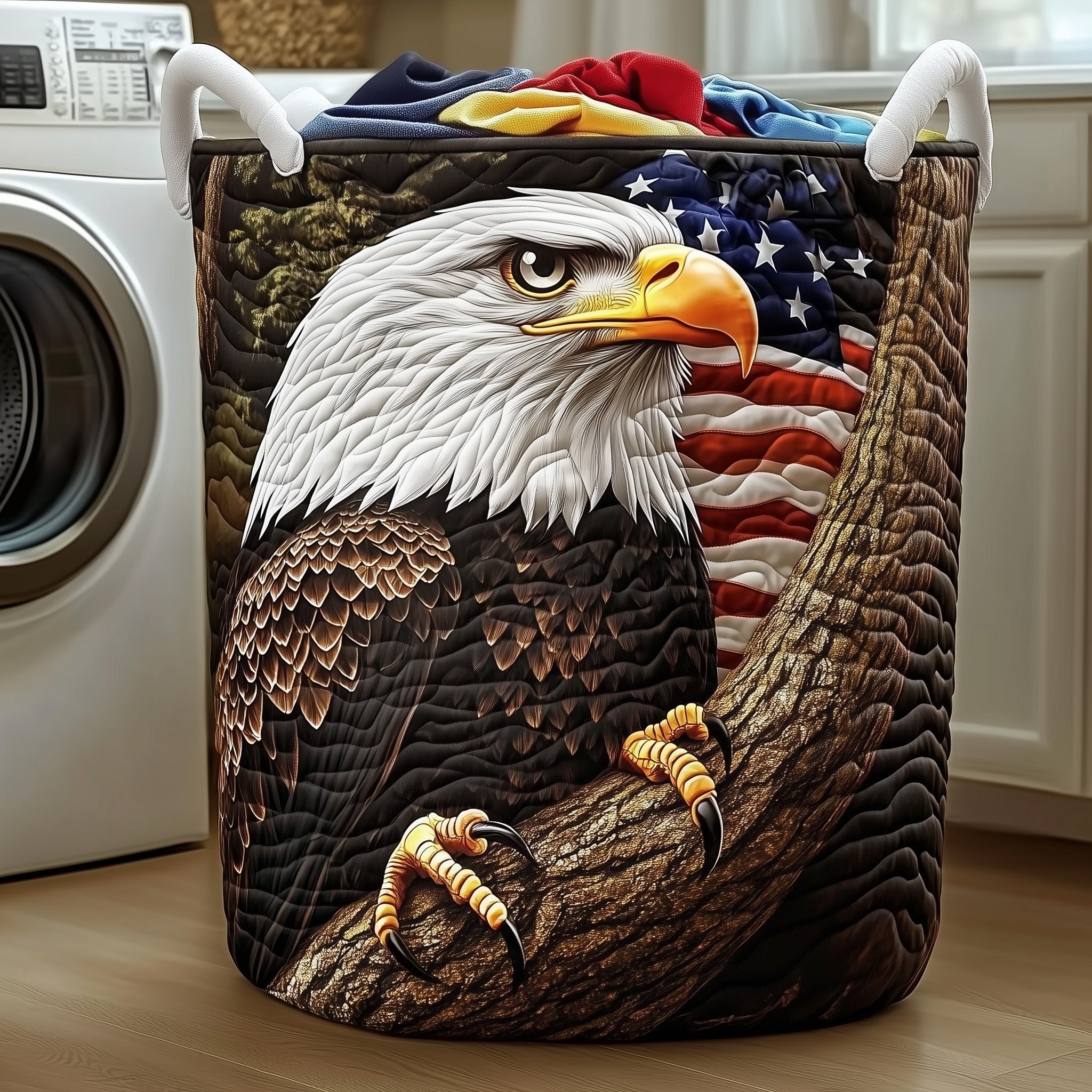 Eagle Quilted Laundry Basket Gftoma4598 Valentine's Day Merch Gift