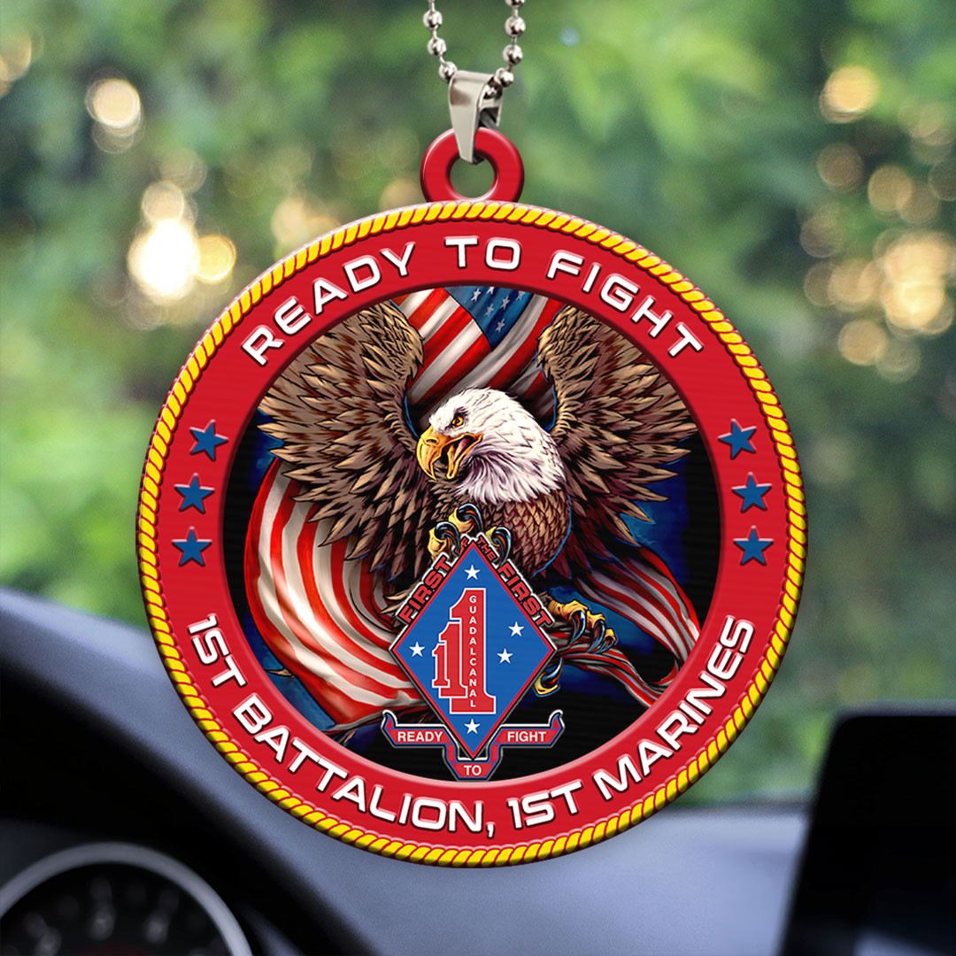 Eagle Ready To Fight Car Ornament 1st Battalion 1st Marines Gifts For Veterans