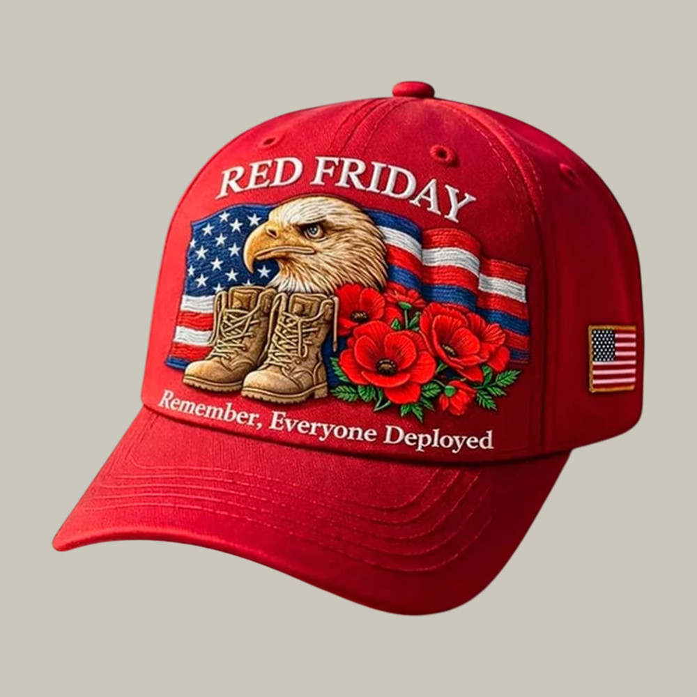 Eagle Red Friday Remember Everyone Deployed Hat Poppy Flower Military Appreciation Month Merch