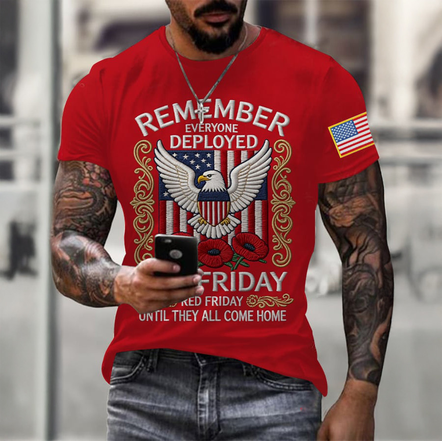Eagle Remember Everyone Deployed T-Shirt Red Fridays Clothes Patriotic Gift For Men
