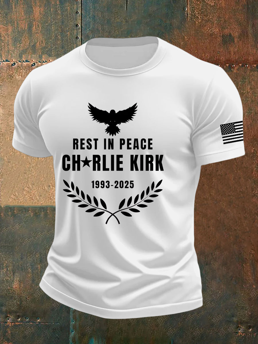 Eagle Rest In Peace Charlie Kirk T-Shirt Charlie Kirk Wreath 1993 2025 Tribute Shirt