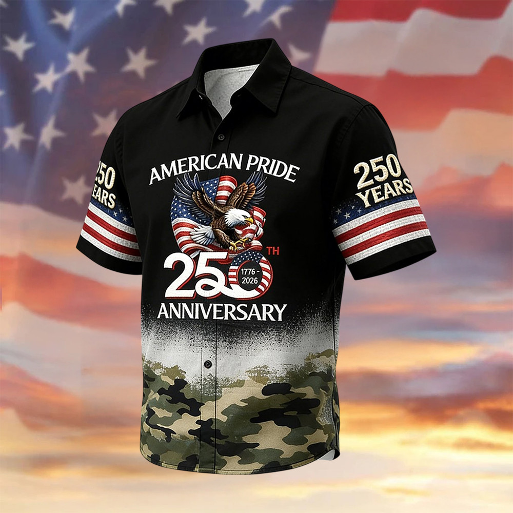 Eagle Retro American 250th Anniversary Hawaiian Shirt 250 Years Of Freedom Clothes Patriotic Gift