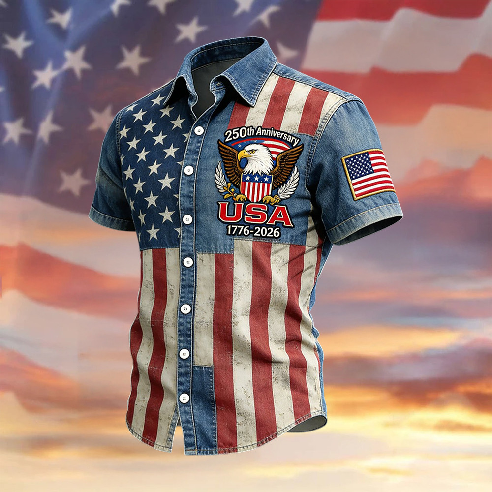 Eagle Retro American 250th Anniversary Hawaiian Shirt American 250 Years Birthday Merch
