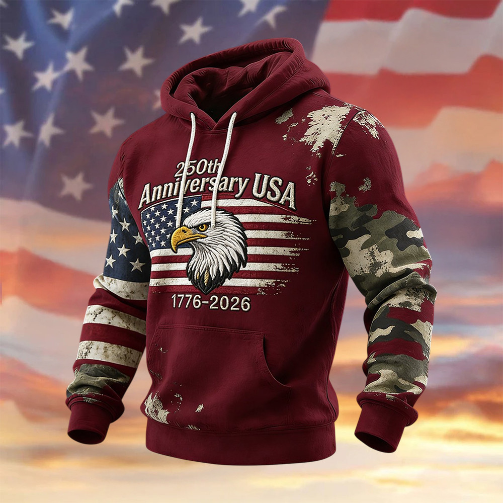 Eagle Retro American 250th Anniversary Hoodie 1776 2026 Merch Patriotic Gift For Dad