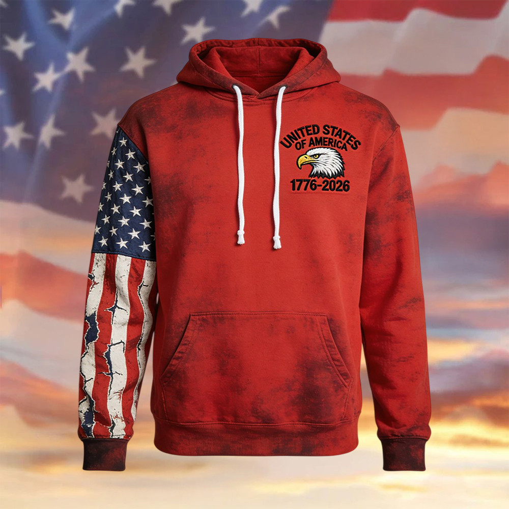 Eagle Retro American 250th Anniversary Hoodie American 250 Years Birthday Hooded Sweatshirt