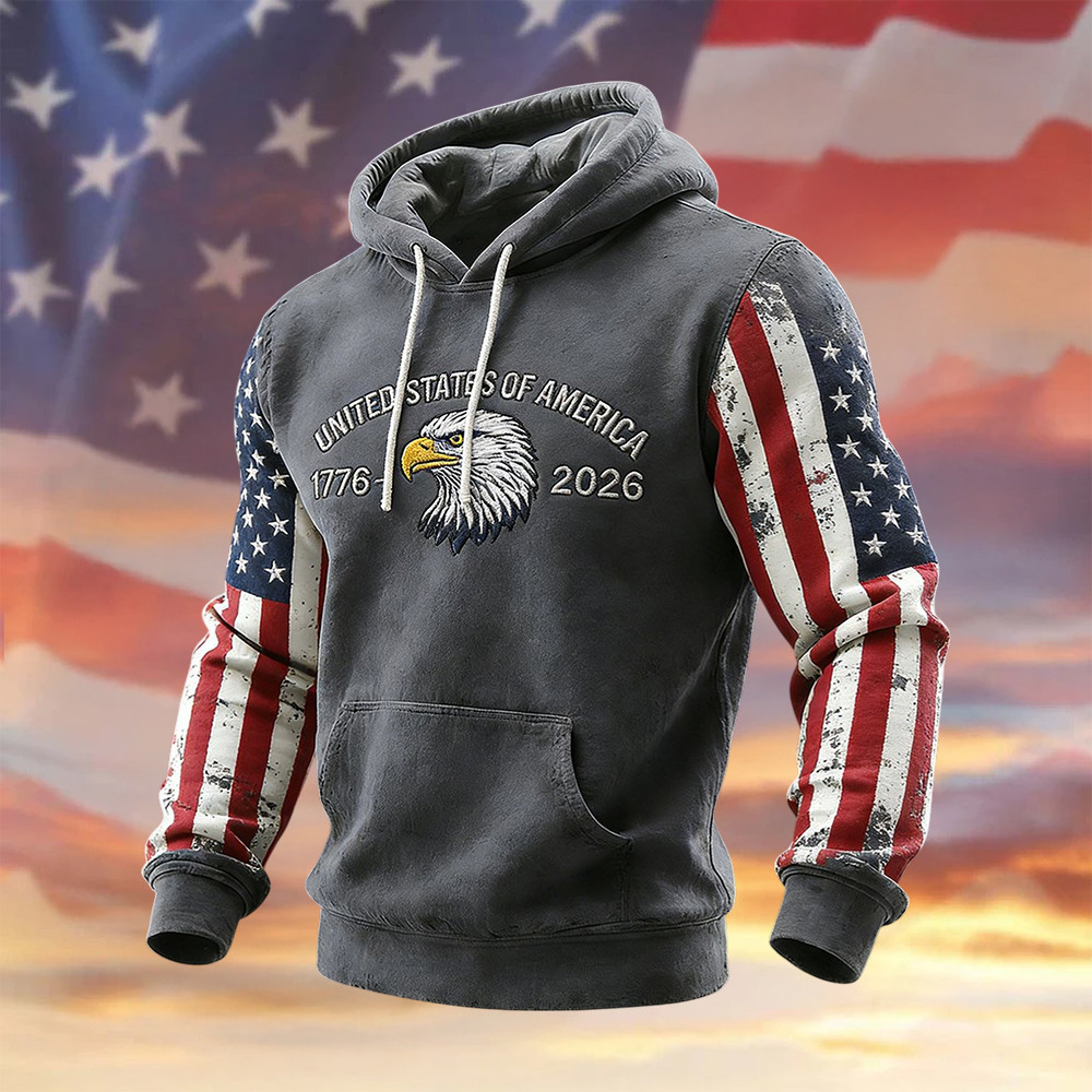 Eagle Retro American 250th Anniversary Hoodie American 250 Years Birthday Outfits