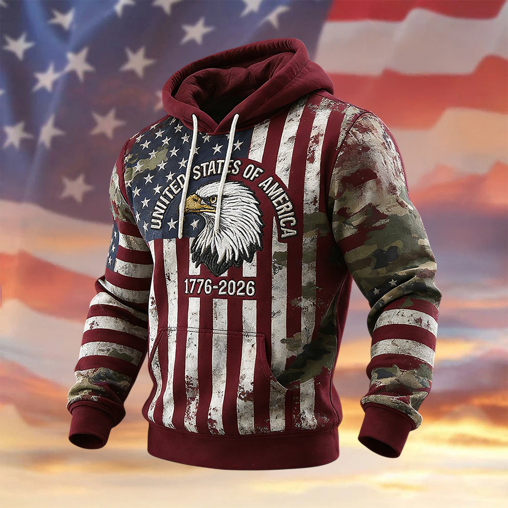 Eagle Retro American 250th Anniversary Hoodie Independence Day Clothing 1776 2026 Merch