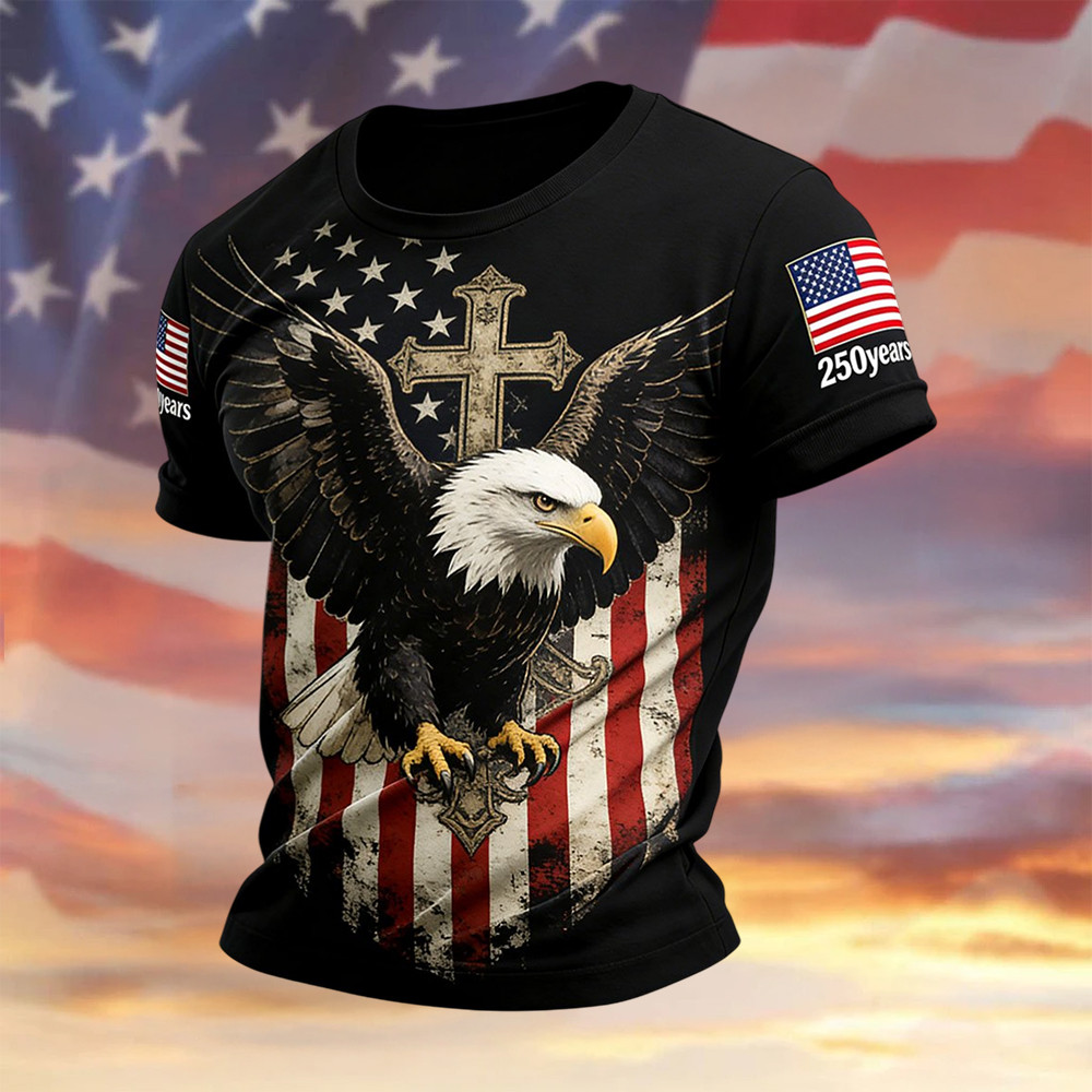 Eagle Retro Faith 250th Anniversary American T-Shirt250 Years Of Freedom Shirt Patriotic Gift