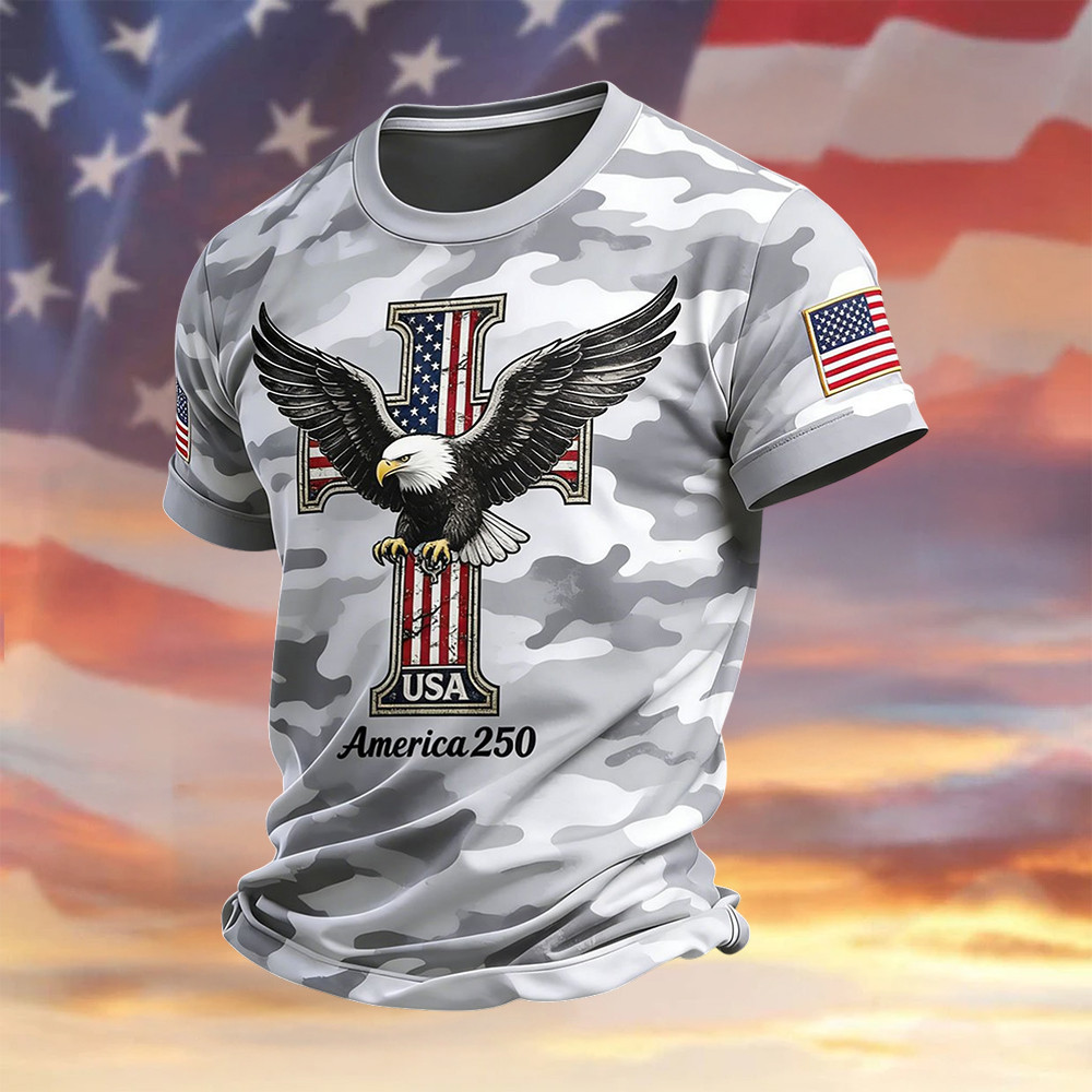 Eagle Retro Faith 250th Anniversary T-Shirt American 250 Years Birthday Shirt 4th Of July Gift