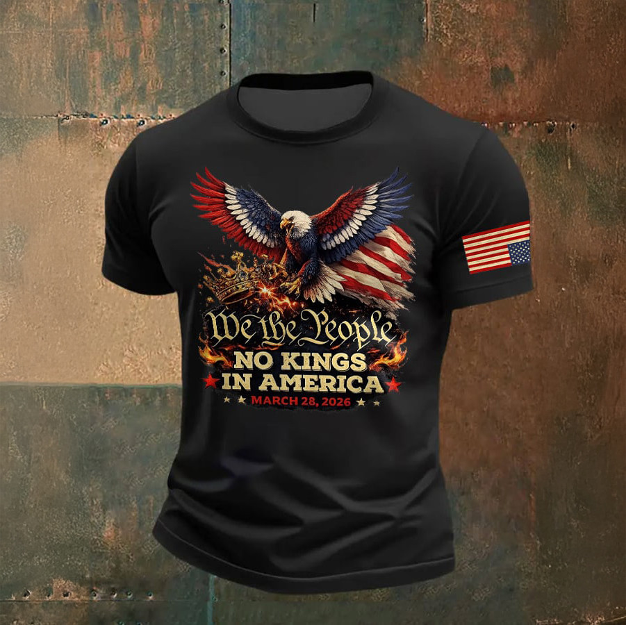 Eagle Retro We The People T-Shirt No Kings In America Shirt Patriotic Gift For Husband