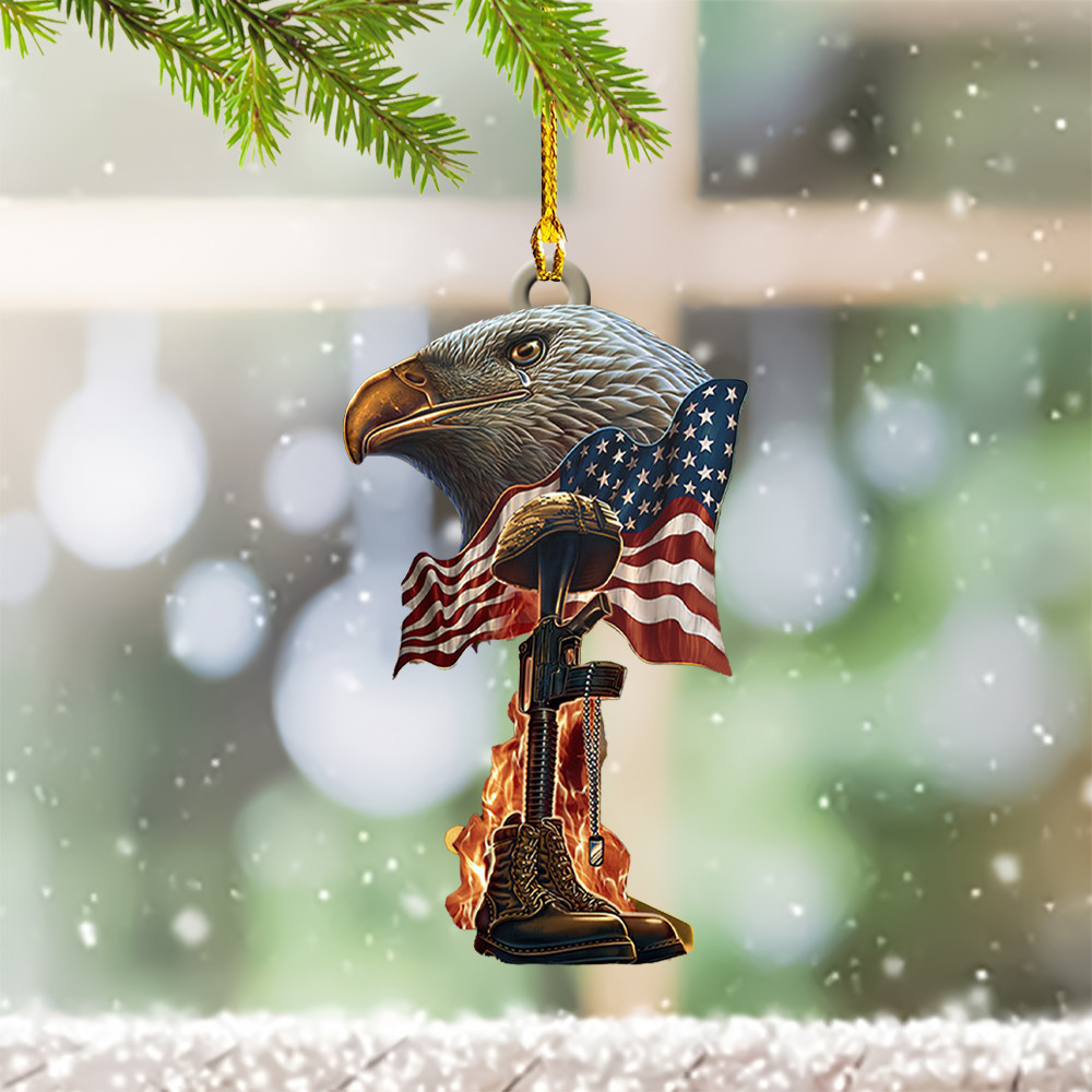 Eagle Rifle American Flag Veteran Christmas Ornament Best Christmas Gifts For Veterans