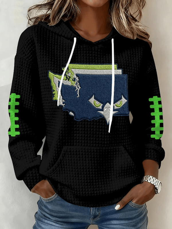Eagle Seattle Football Waffle Hoodie Seahawks Hoodie Forever Seattle Game Day Clothing