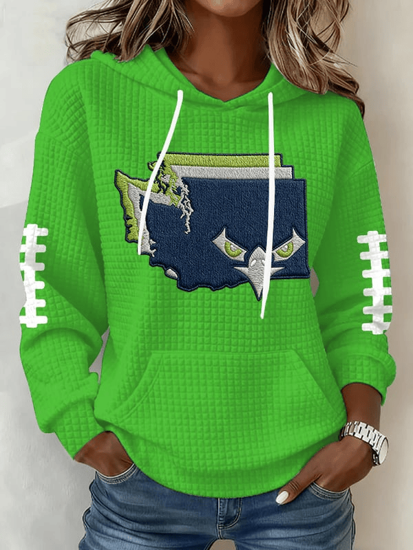 Eagle Seattle Football Waffle Hoodie Seahawks Hoodie Forever Seattle Game Day Clothing