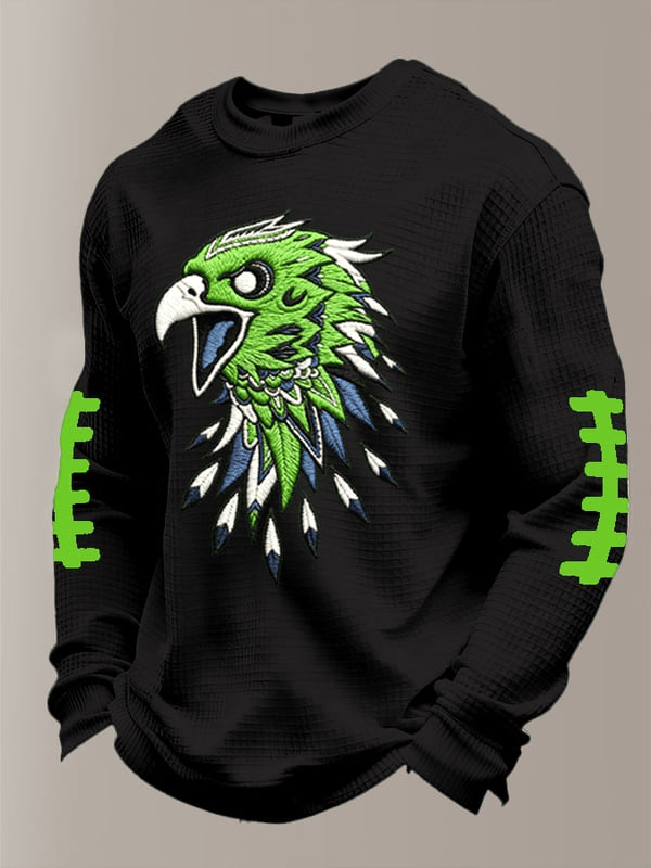 Eagle Seattle Football Waffle Long Sleeve T-Shirt Seahawks Merch Men's Game Day Shirts