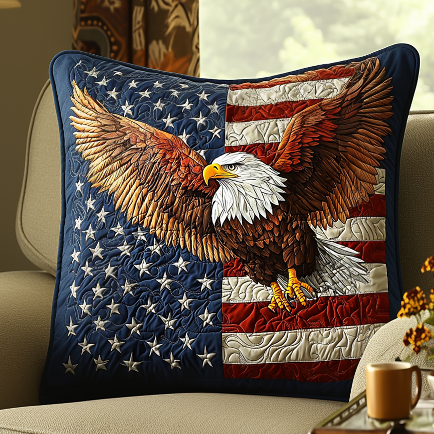 Eagle Soar Quilted Pillow Case Quilted Christmas Pillow Cover
