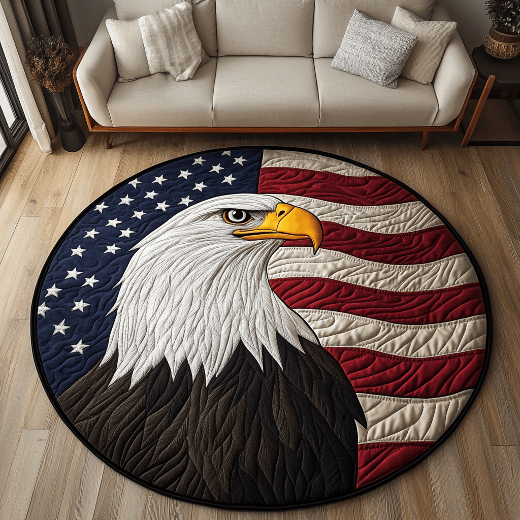 Eagle Spirit Quilted Round Mat Holiday Round Mat Veteran Day Gifts For Grandpa Patriotic Gift