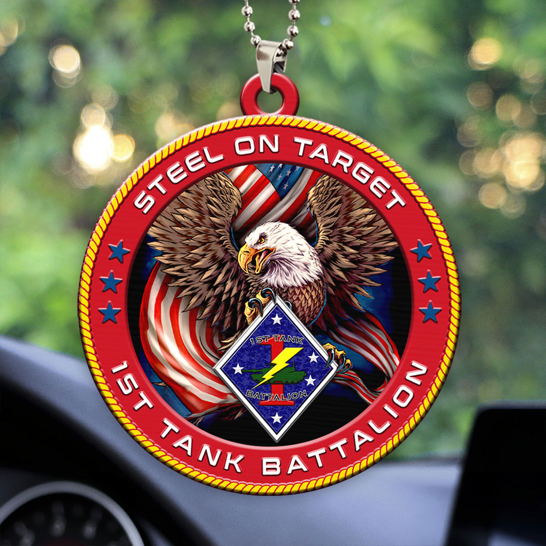 Eagle Steel On Target Car Ornament 1st Tank Battalion Car Decor Patriotic Gifts