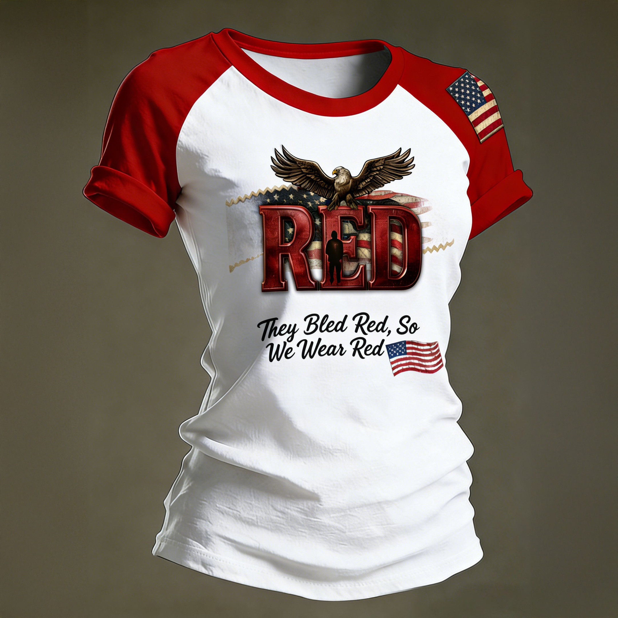 Eagle They Bled Red So We Wear Red T-Shirt Veterans Day Clothes Gift For Patriots