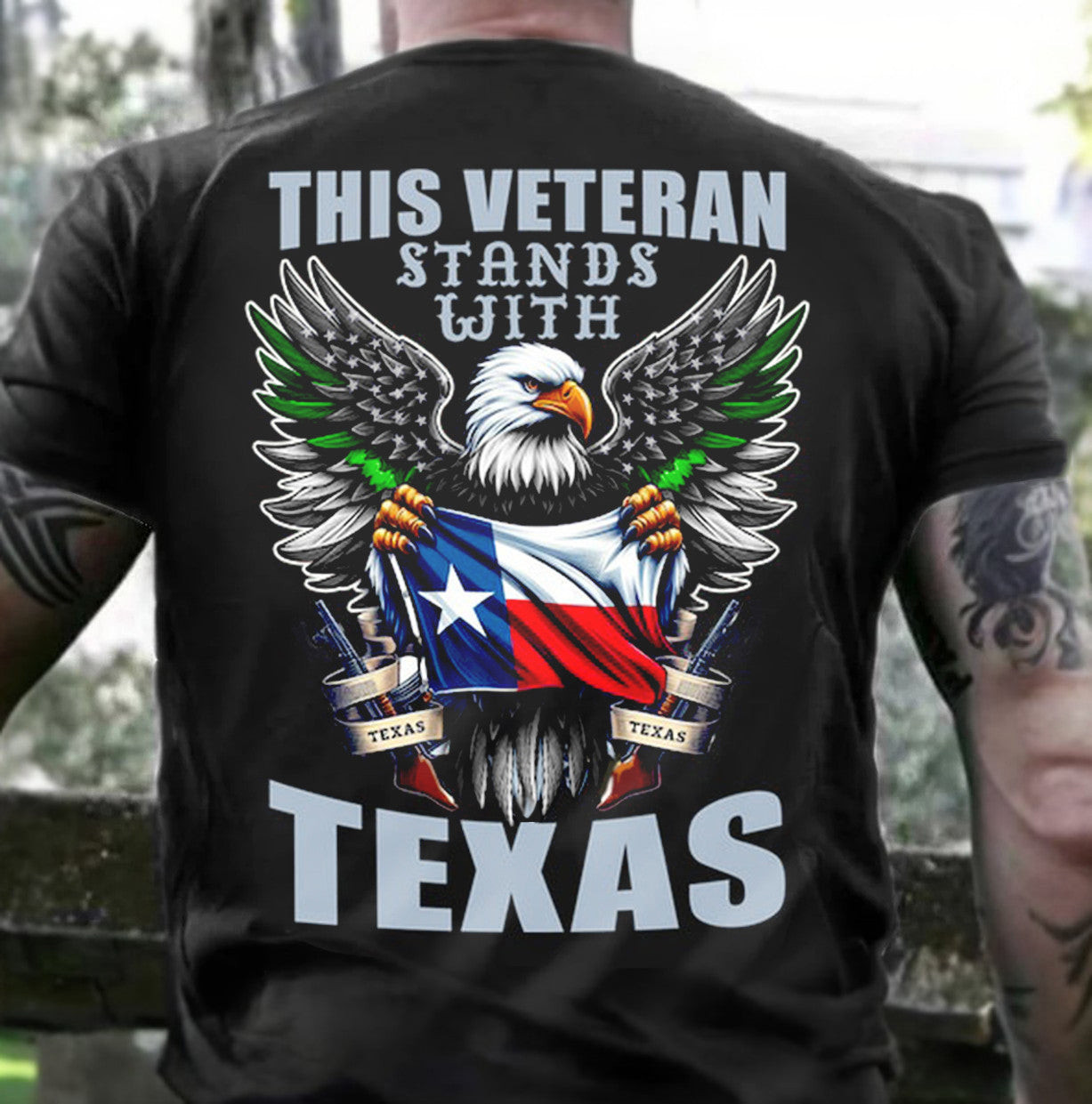 Eagle This Veteran Stands With Texas Shirt Thin Green Line Support Texas T-Shirt