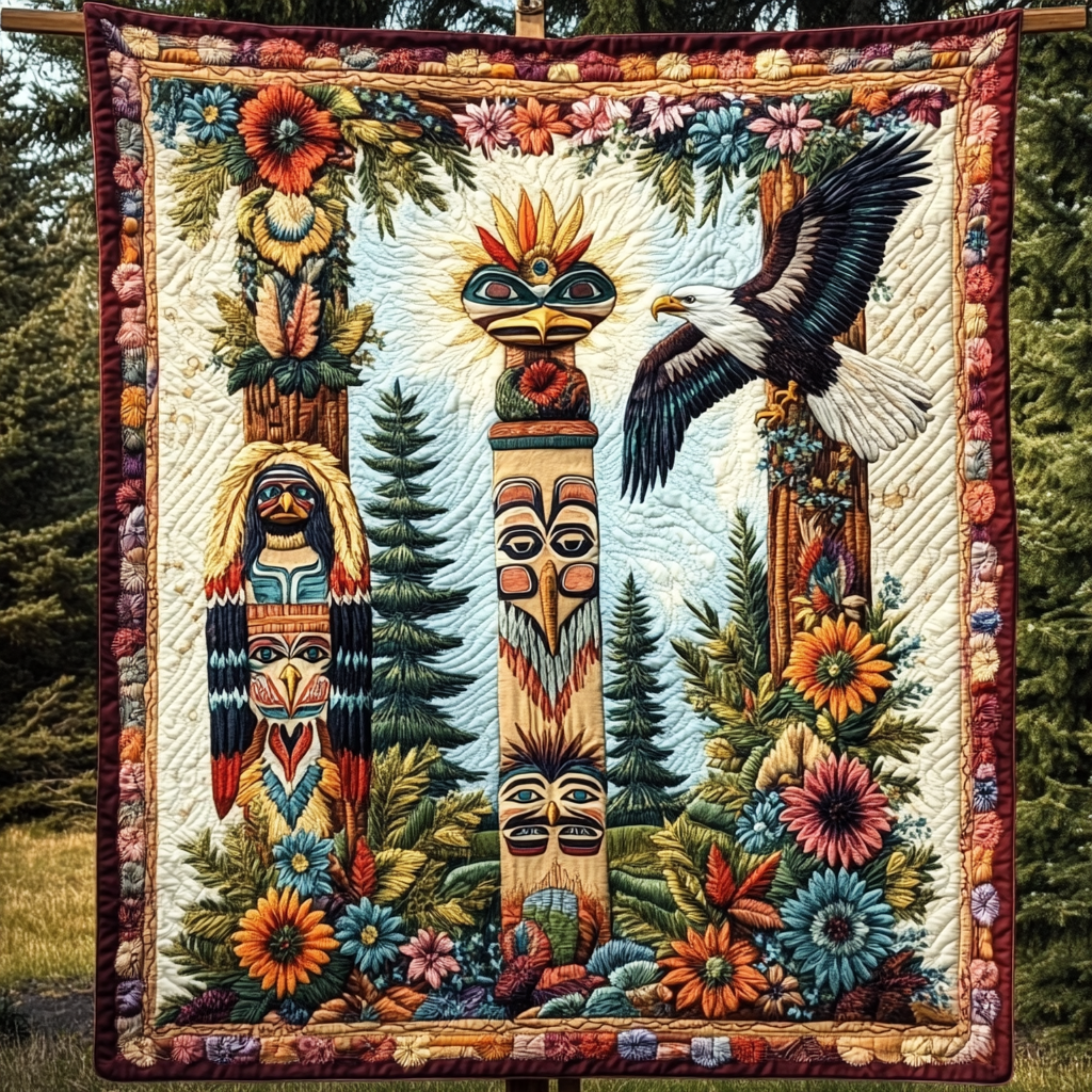 Eagle Totem Spirit Journey Quilted Blanket Gift Ideas For Bird Lovers