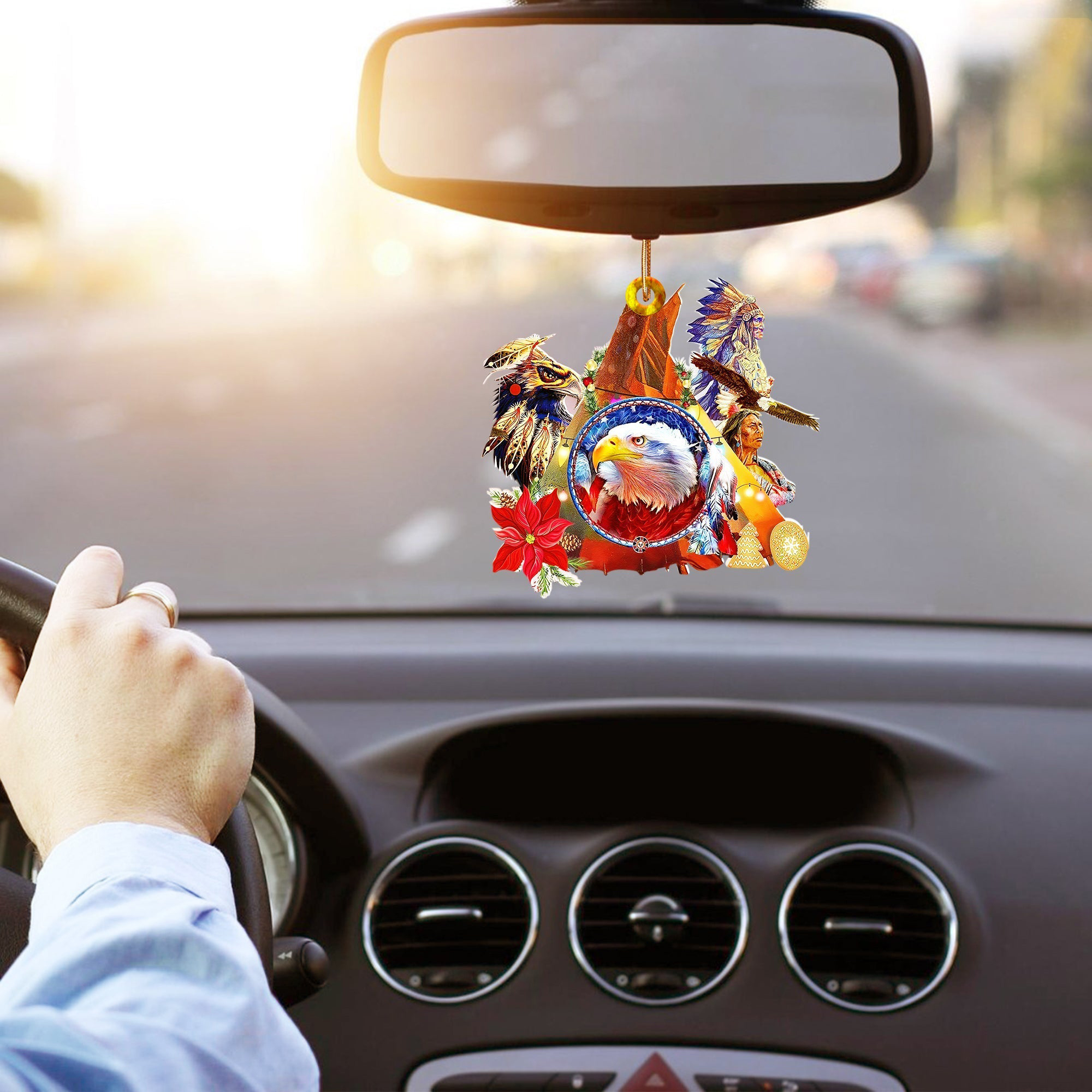 Eagle Tribal Chief Christmas Car Ornament American Native Decor Christmas Gift Ideas